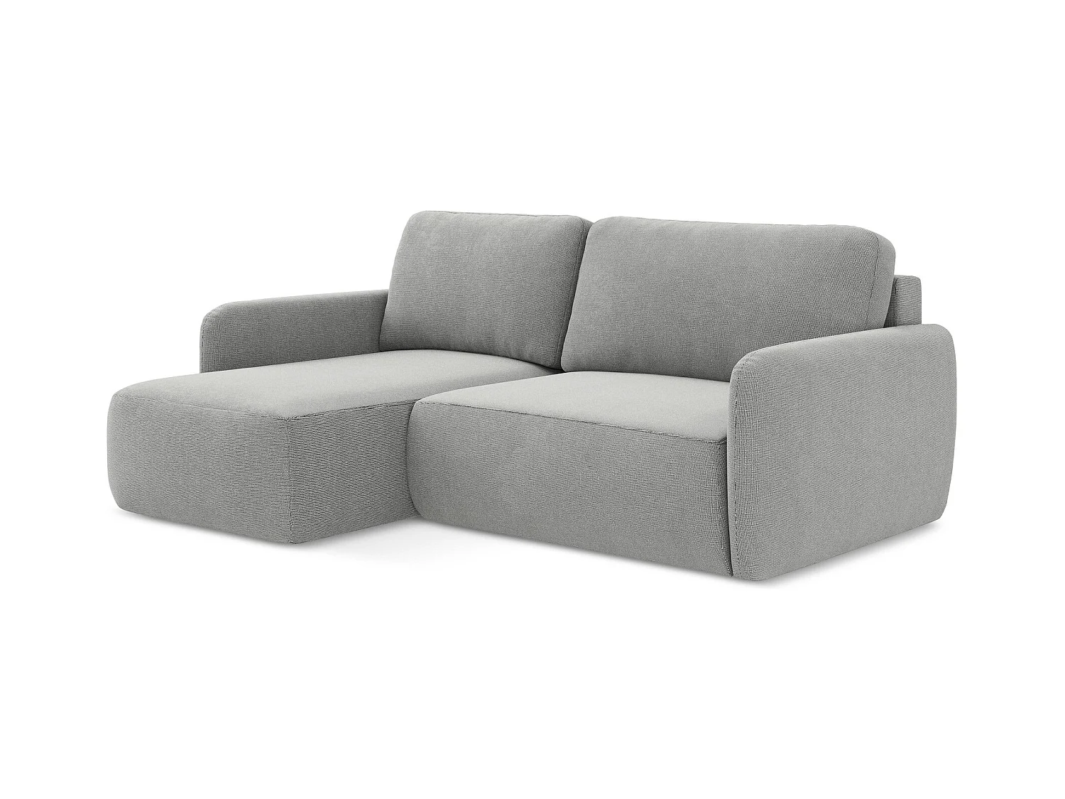 2-Sitzer Ecksofa mit Schlaffunktion - Ecke Links - Strukturstoff - Hellgrau - LILO
