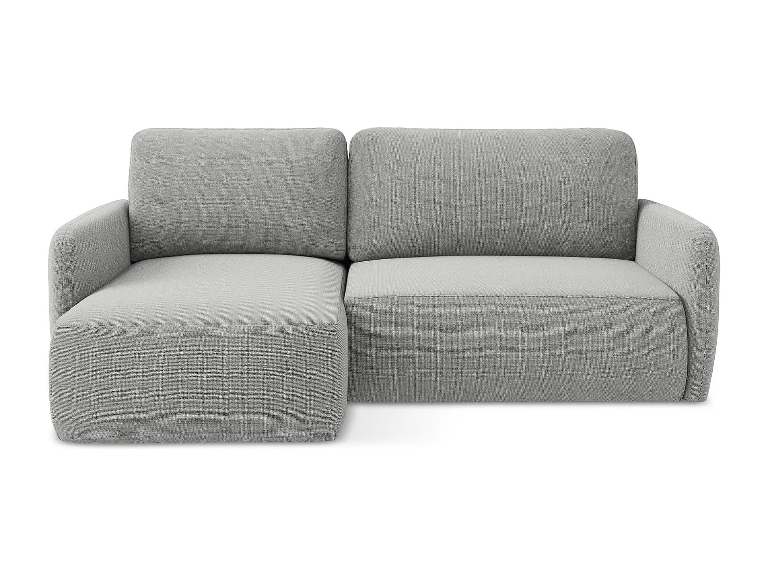 Canapé d’angle 2 places gauche convertible en tissu texturé - gris clair - LILO