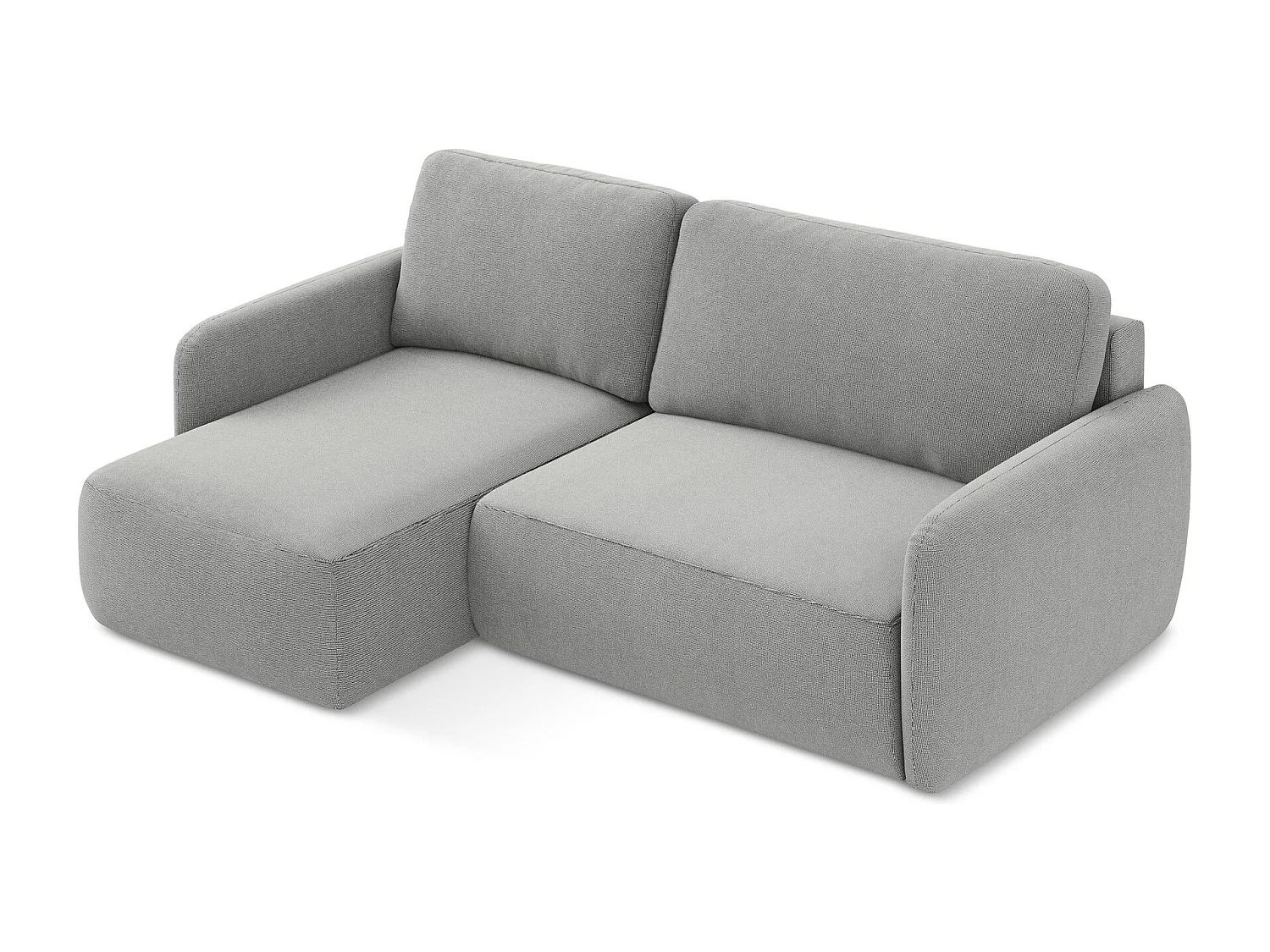 Canapé d’angle 2 places gauche convertible en tissu texturé - gris clair - LILO