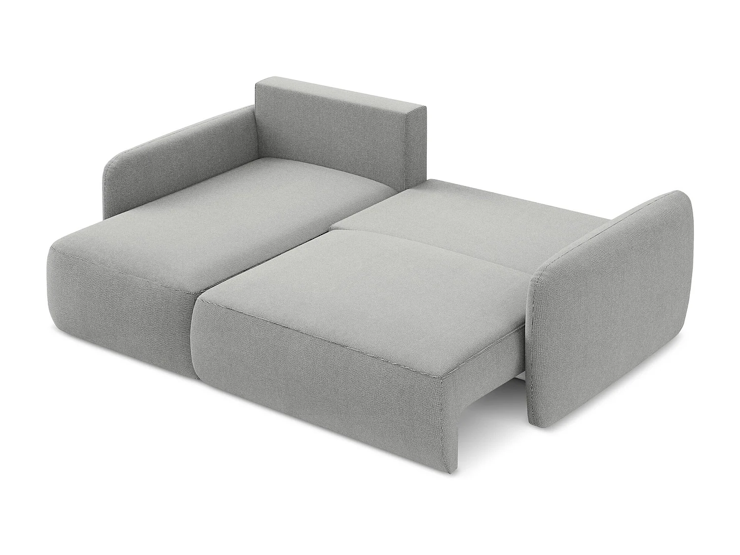 Canapé d’angle 2 places gauche convertible en tissu texturé - gris clair - LILO