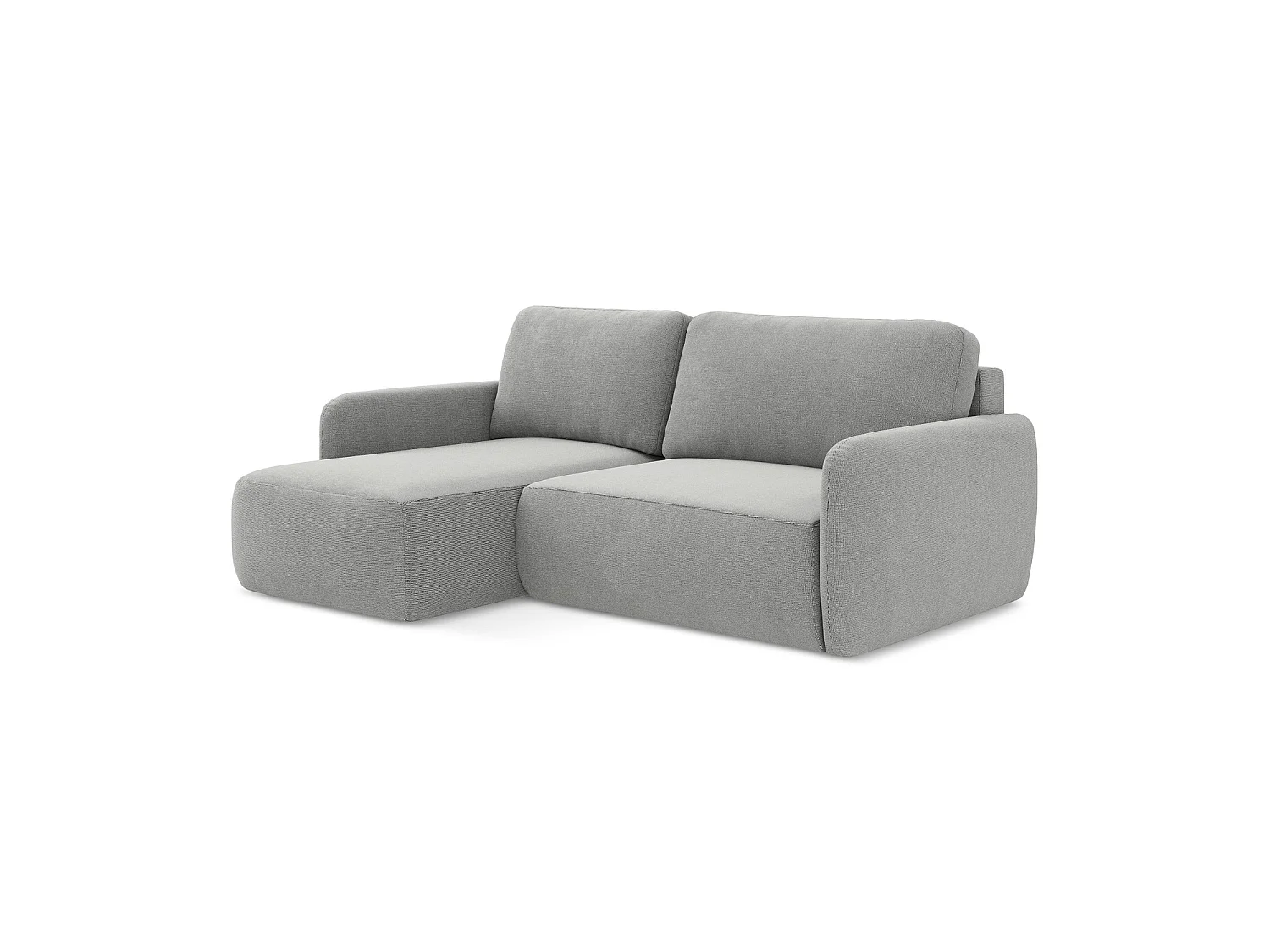 Canapé d’angle 2 places gauche convertible en tissu texturé - gris clair - CORLE