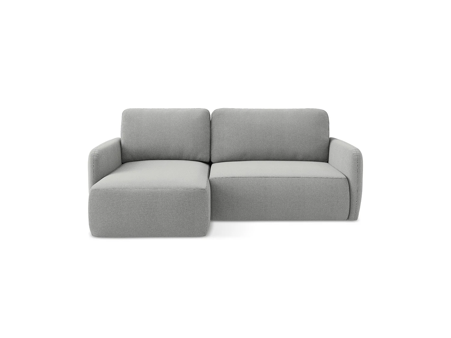 Canapé d’angle 2 places gauche convertible en tissu texturé - gris clair - CORLE