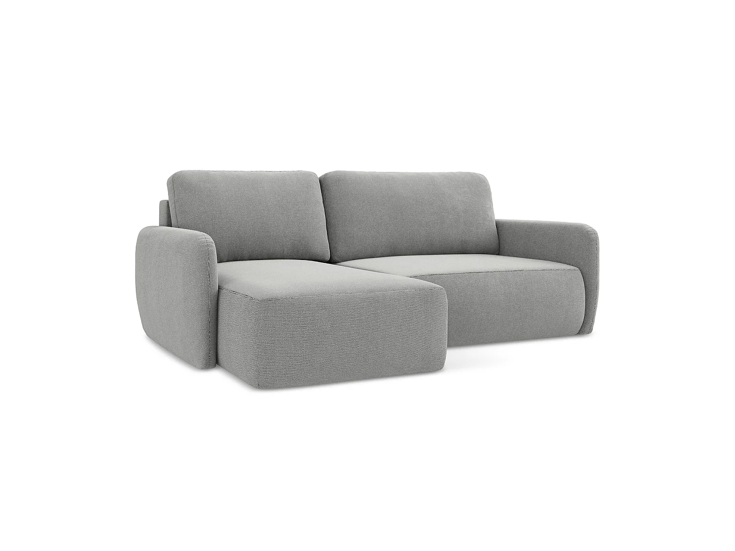 Canapé d’angle 2 places gauche convertible en tissu texturé - gris clair - CORLE