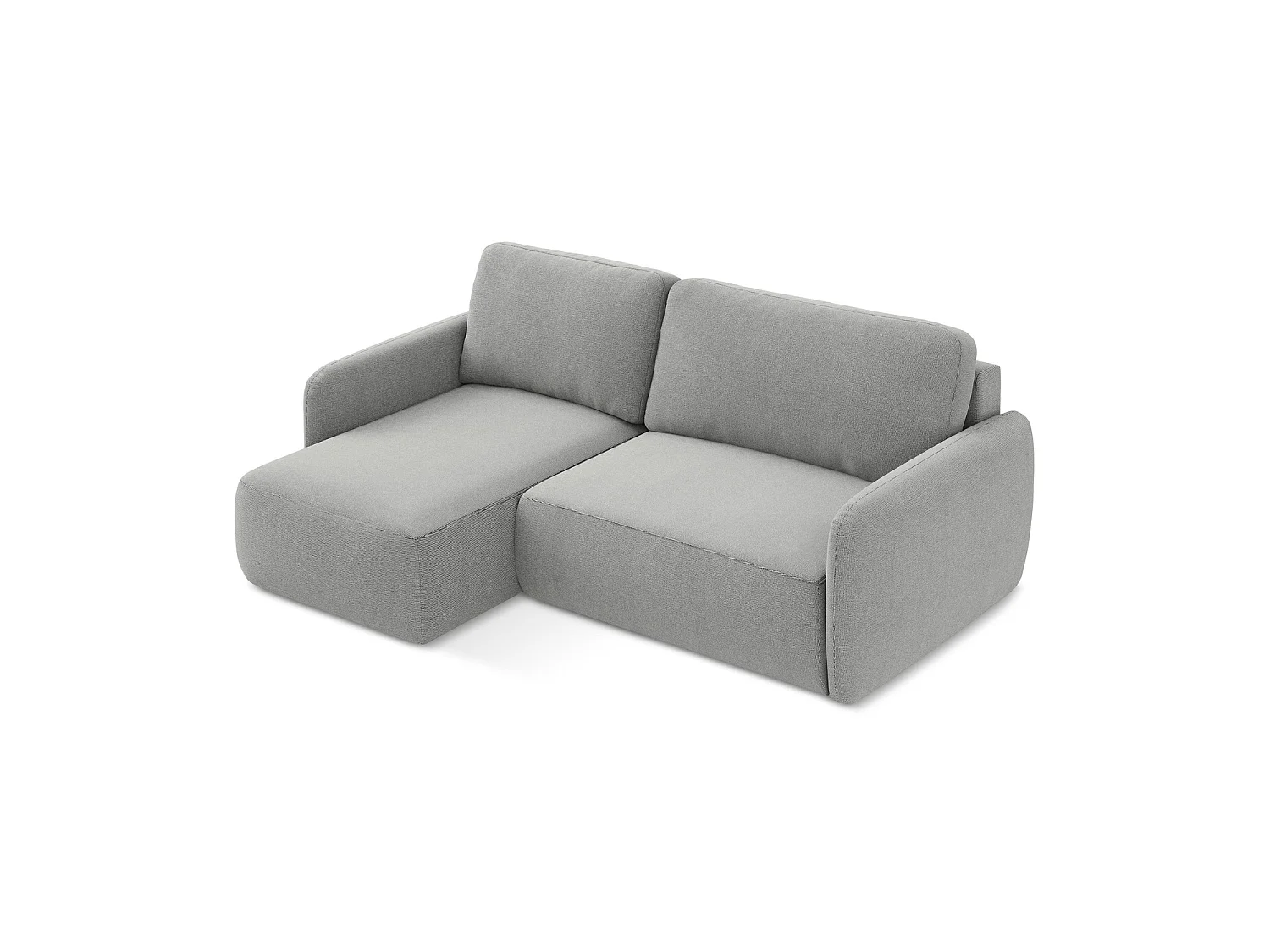 Canapé d’angle 2 places gauche convertible en tissu texturé - gris clair - CORLE