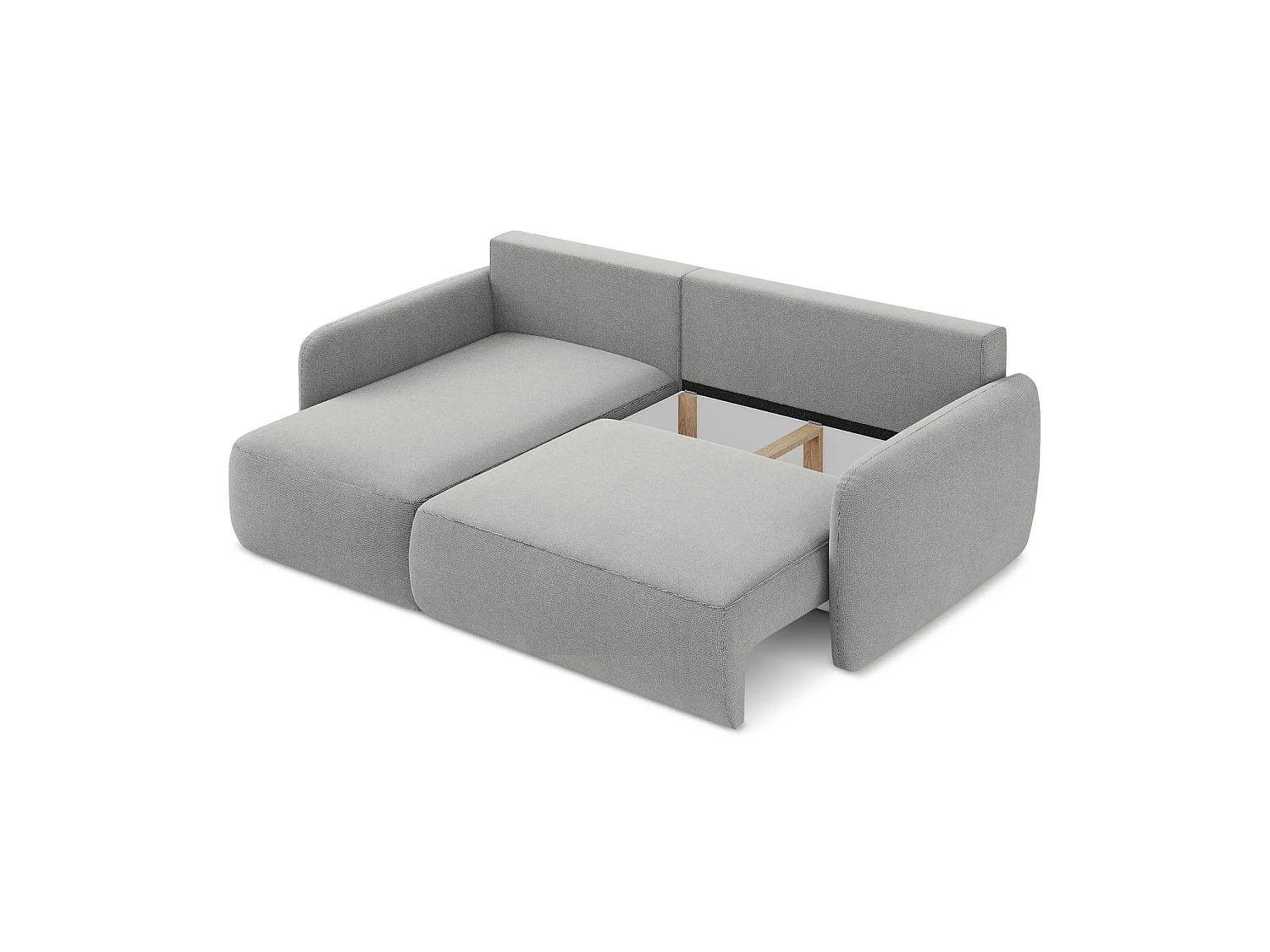 Canapé d’angle 2 places gauche convertible en tissu texturé - gris clair - CORLE