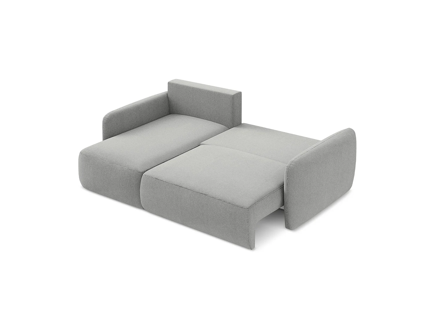 Canapé d’angle 2 places gauche convertible en tissu texturé - gris clair - CORLE