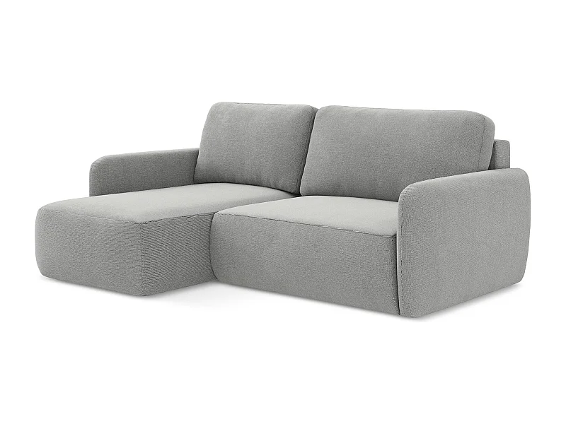 2-Sitzer Ecksofa mit Schlaffunktion - Ecke Links - Strukturstoff - Hellgrau - LILO
