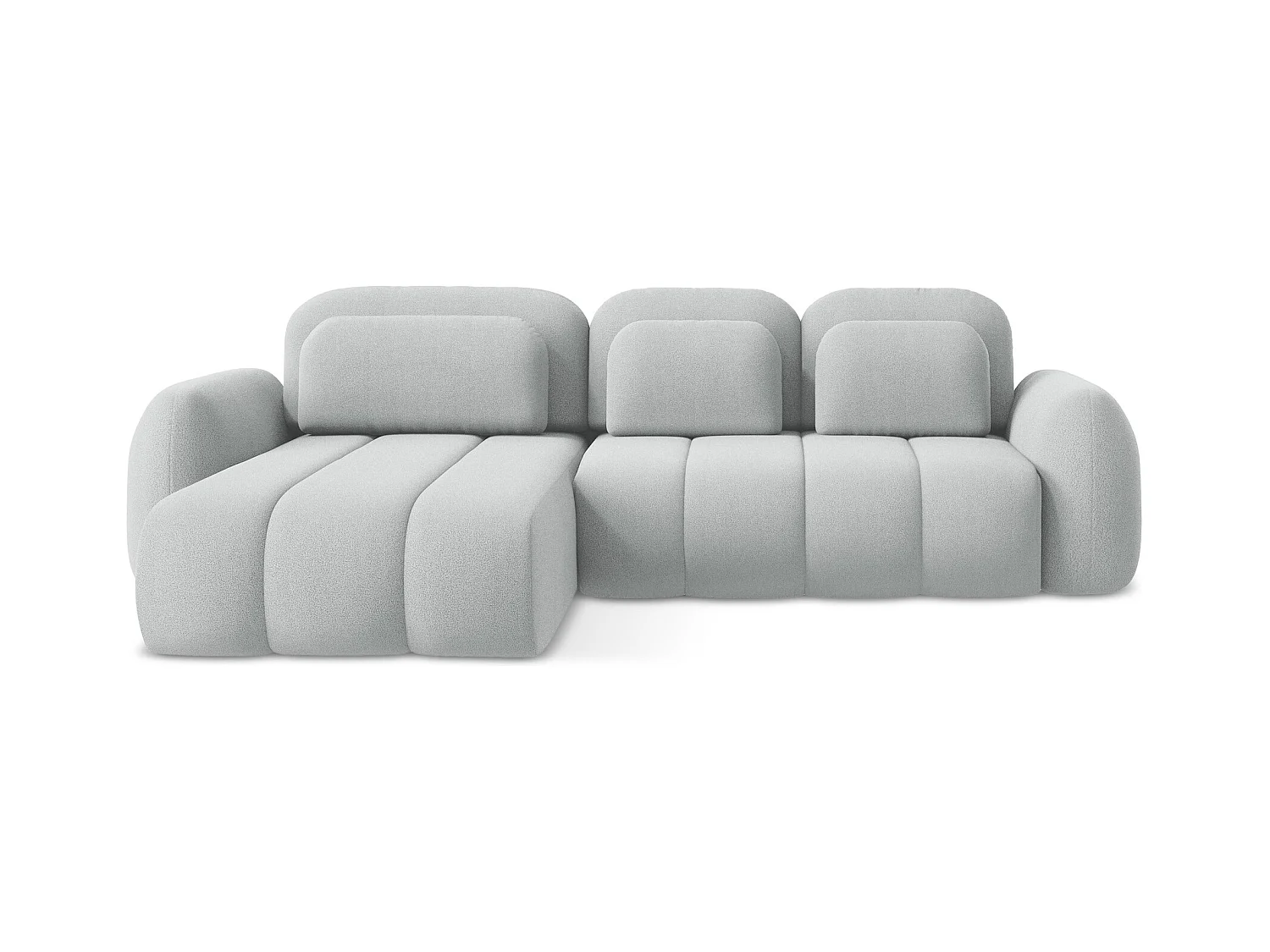 Canapé d’angle 3 places gauche convertible en tissu bouclette - gris clair - PELE