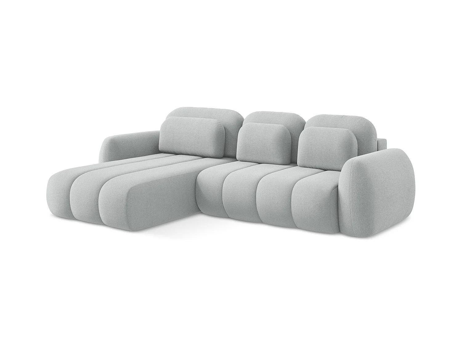 Canapé d’angle 3 places gauche convertible en tissu bouclette - gris clair - PELE