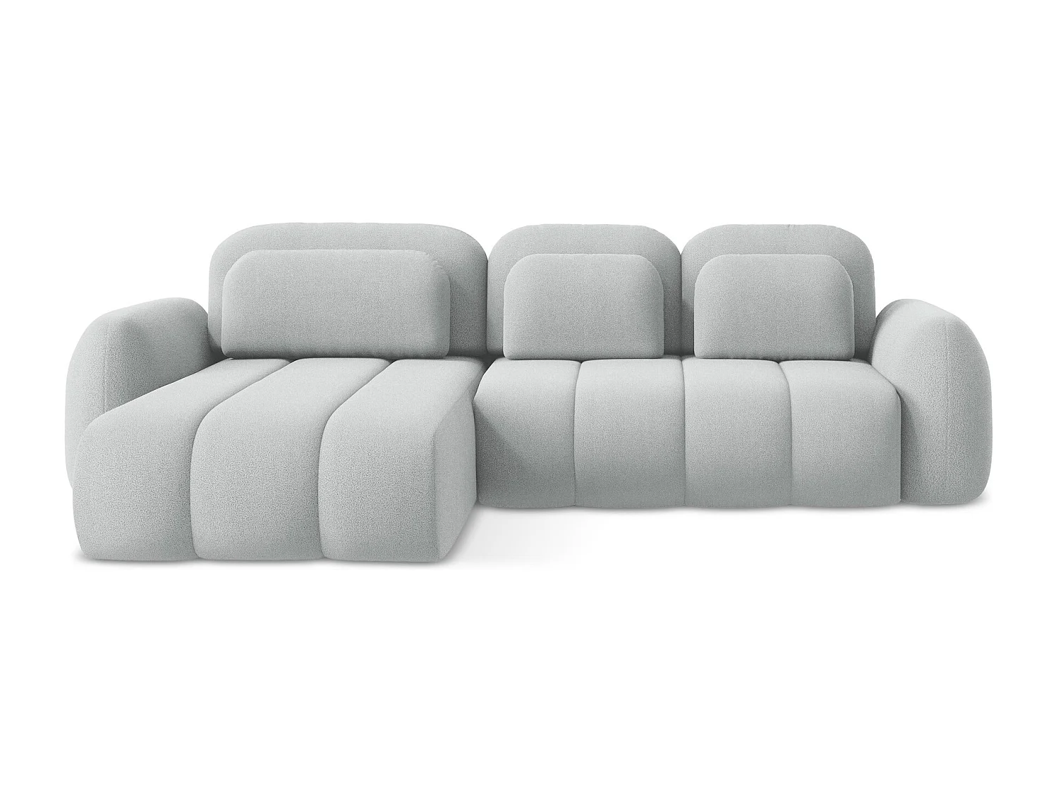 Canapé d’angle 3 places gauche convertible en tissu bouclette - gris clair - PELE