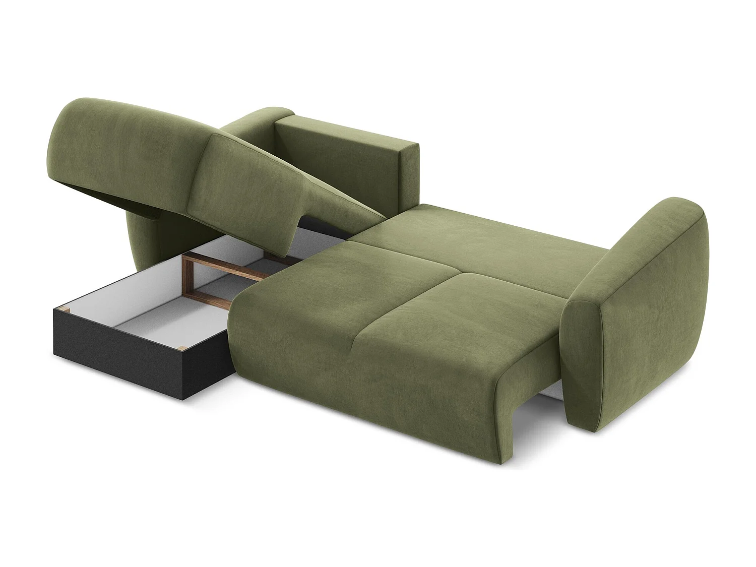 Canapé d’angle 3 places gauche convertible en velours - olive - GUAVA