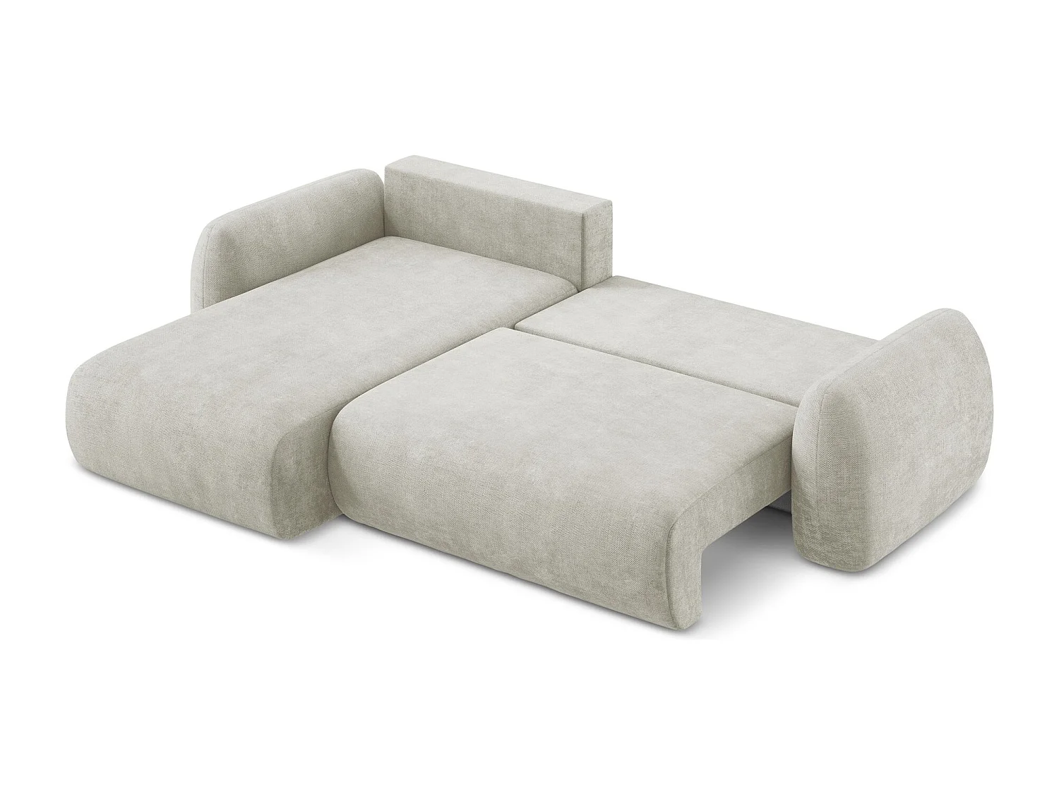 Canapé d’angle 3 places gauche convertible en tissu chenille - perle - LOHI