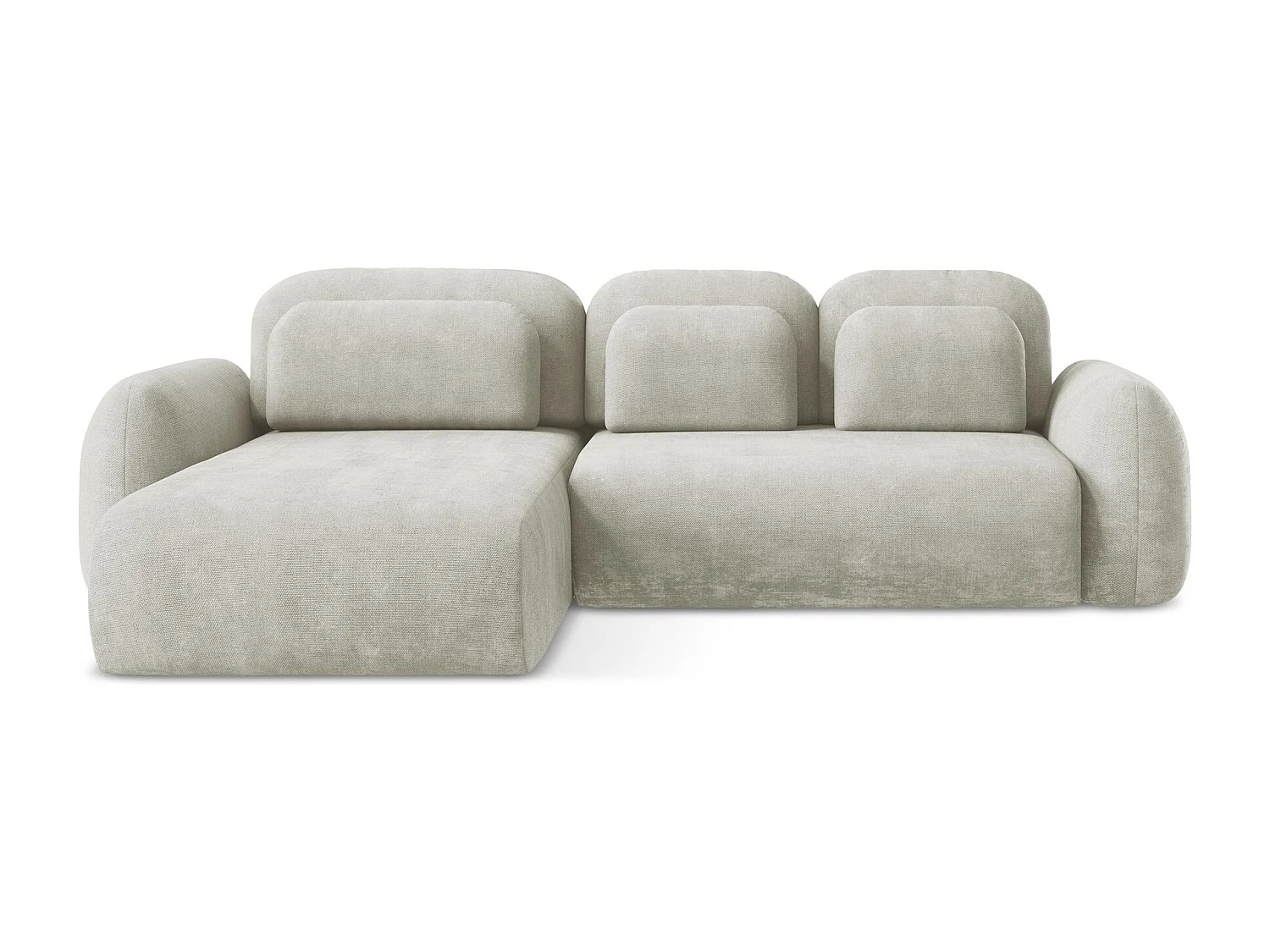 Canapé d’angle 3 places gauche convertible en tissu chenille - perle - LOHI