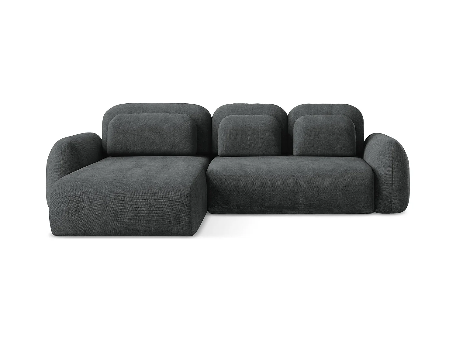 Canapé d’angle 3 places gauche convertible en tissu chenille - gris foncé - LOHI