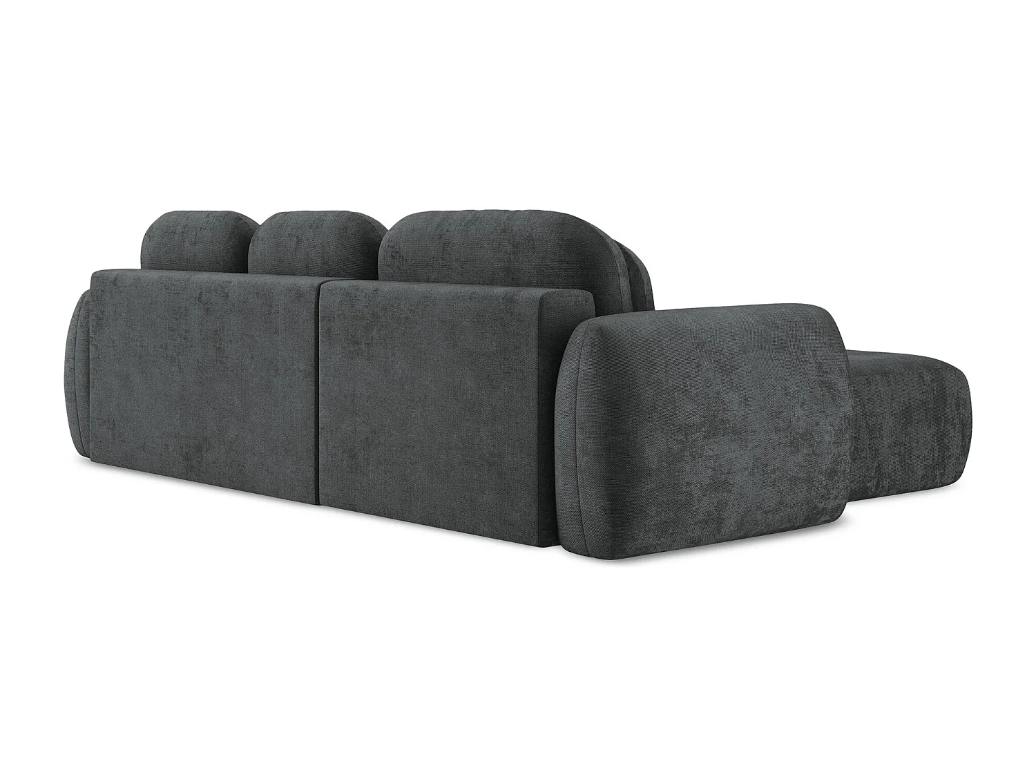 Canapé d’angle 3 places gauche convertible en tissu chenille - gris foncé - LOHI