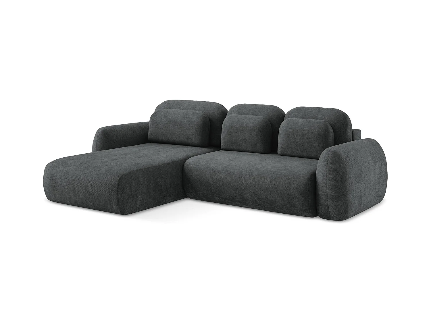 3-Sitzer Ecksofa mit Schlaffunktion - Ecke Links - Chenille - Dunkelgrau - LOHI
