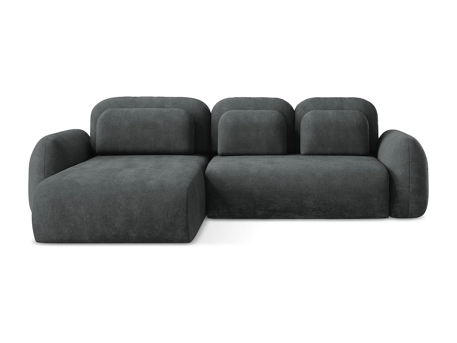 Canapé d’angle 3 places gauche convertible en tissu chenille - gris foncé - LOHI