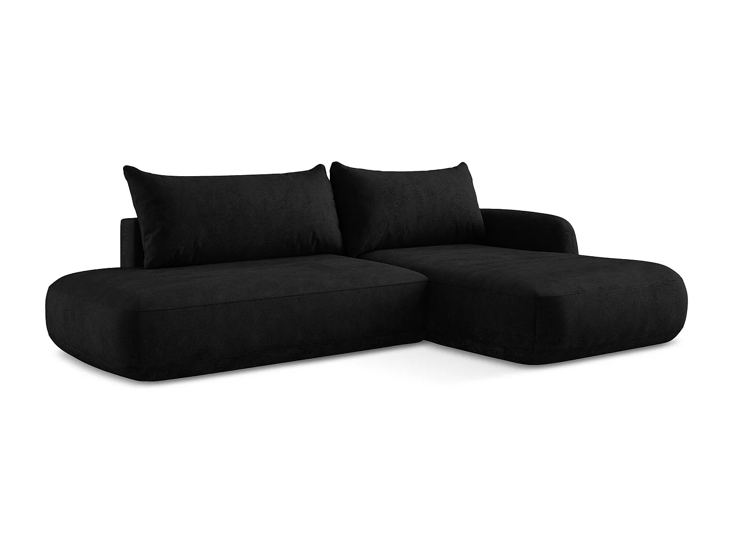 Canapé d'angle droit convertible en tissu chenille - noir - HALE