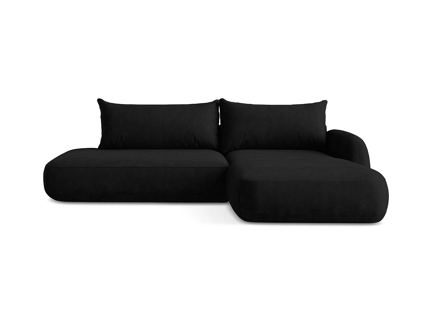 Canapé d'angle droit convertible en tissu chenille - noir - HALE