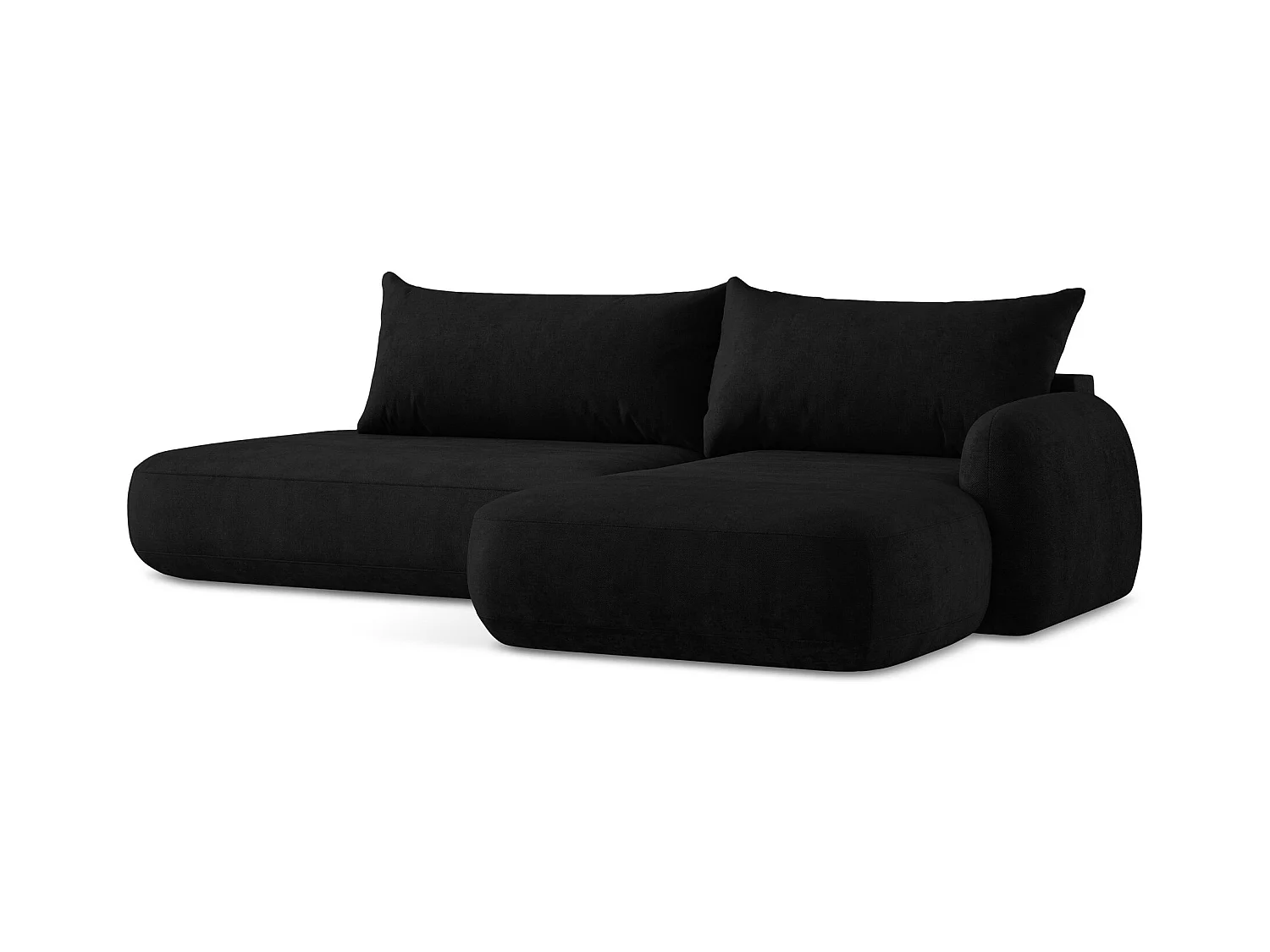 Canapé d'angle droit convertible en tissu chenille - noir - HALE