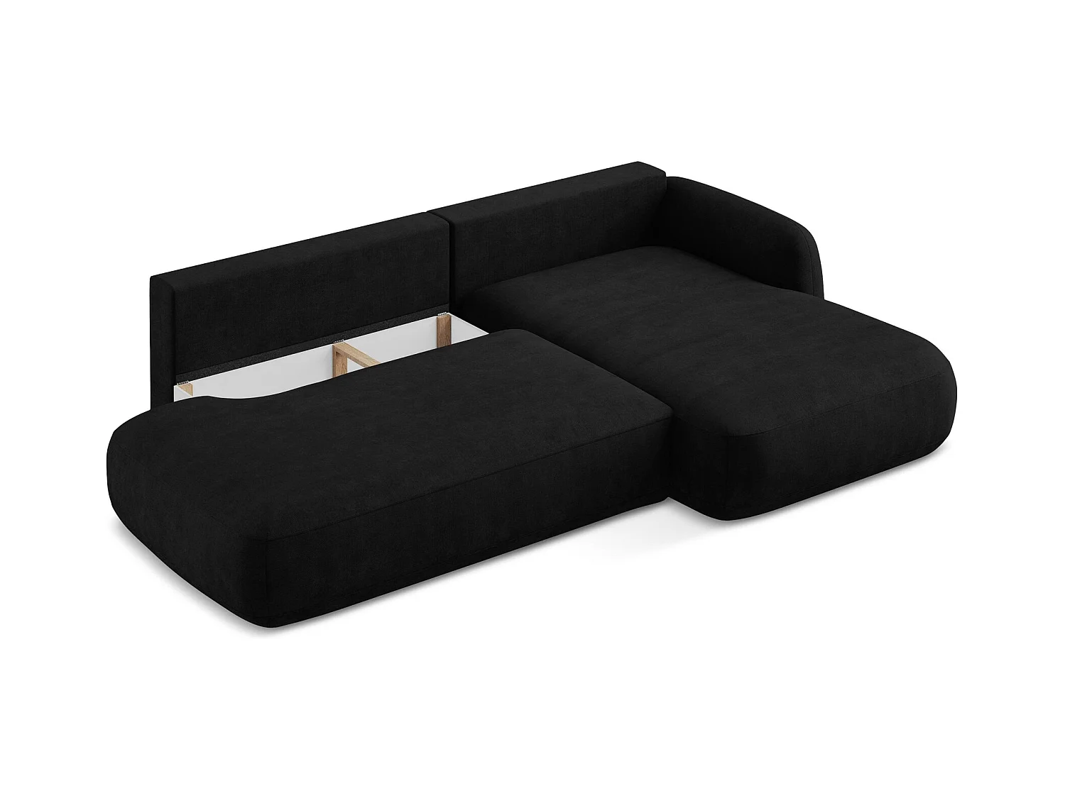 Canapé d'angle droit convertible en tissu chenille - noir - HALE