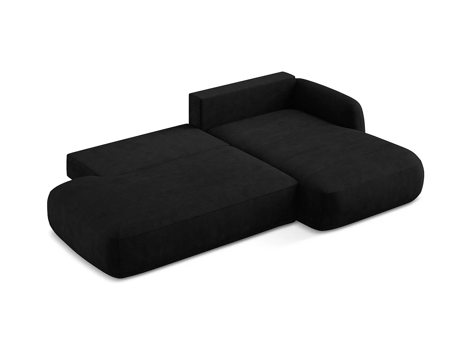 Canapé d'angle droit convertible en tissu chenille - noir - HALE