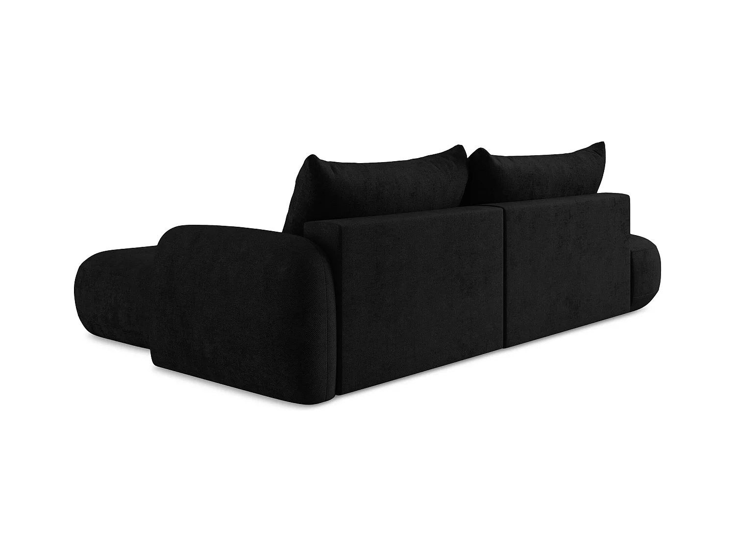 Canapé d'angle droit convertible en tissu chenille - noir - HALE
