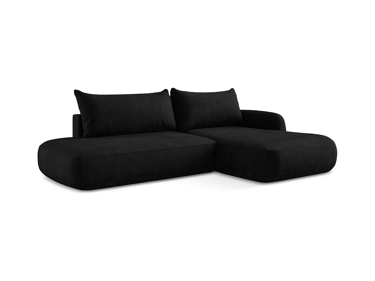 Canapé d'angle droit convertible en tissu chenille - noir - HALE