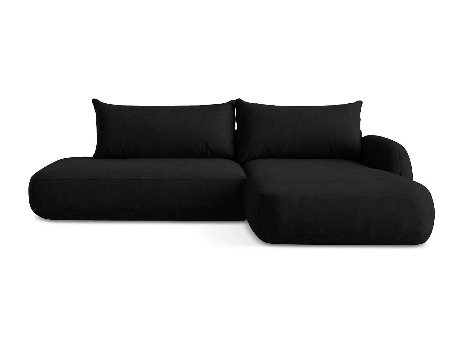 Canapé d'angle droit convertible en tissu chenille - noir - HALE
