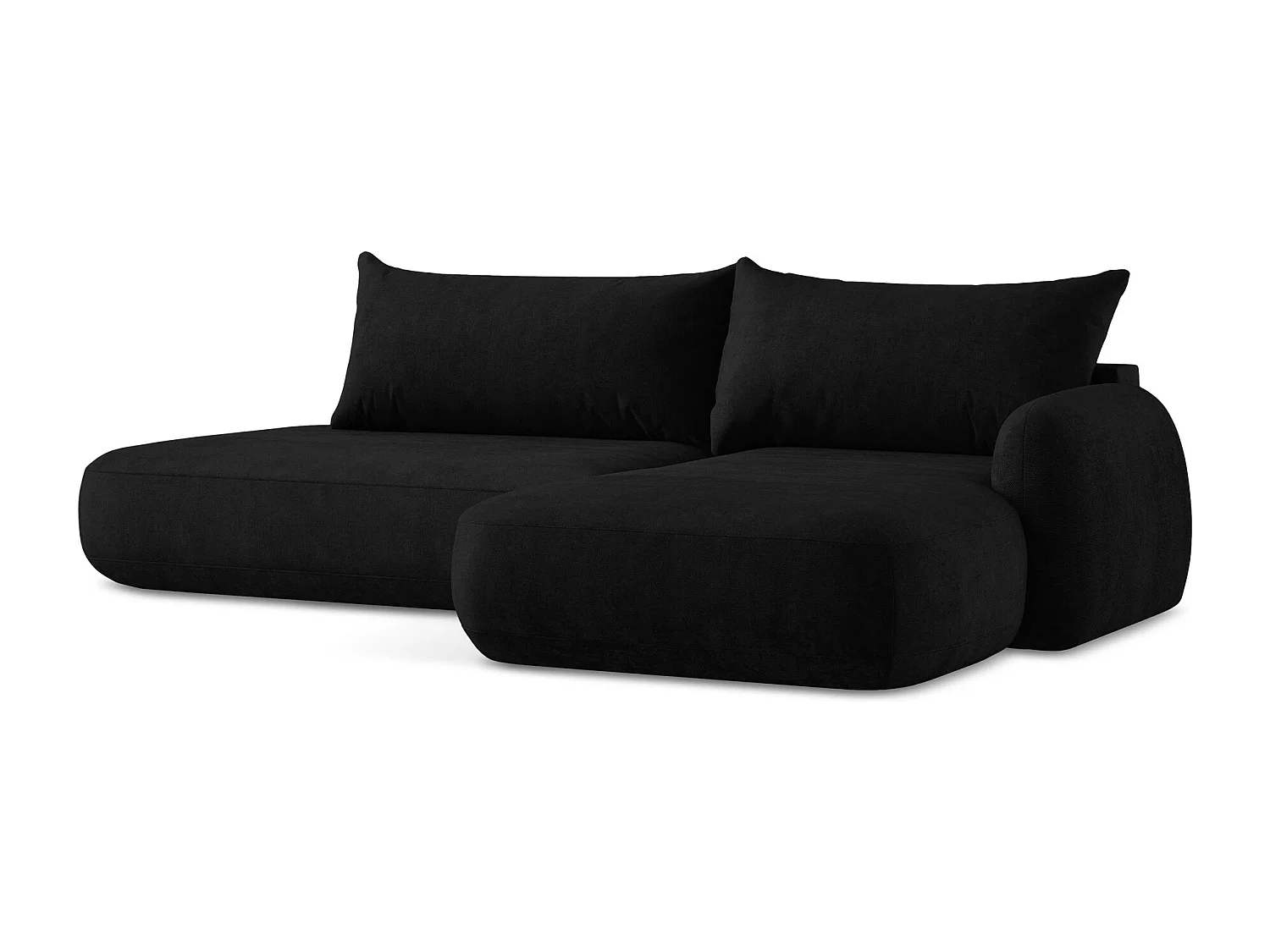 Canapé d'angle droit convertible en tissu chenille - noir - HALE