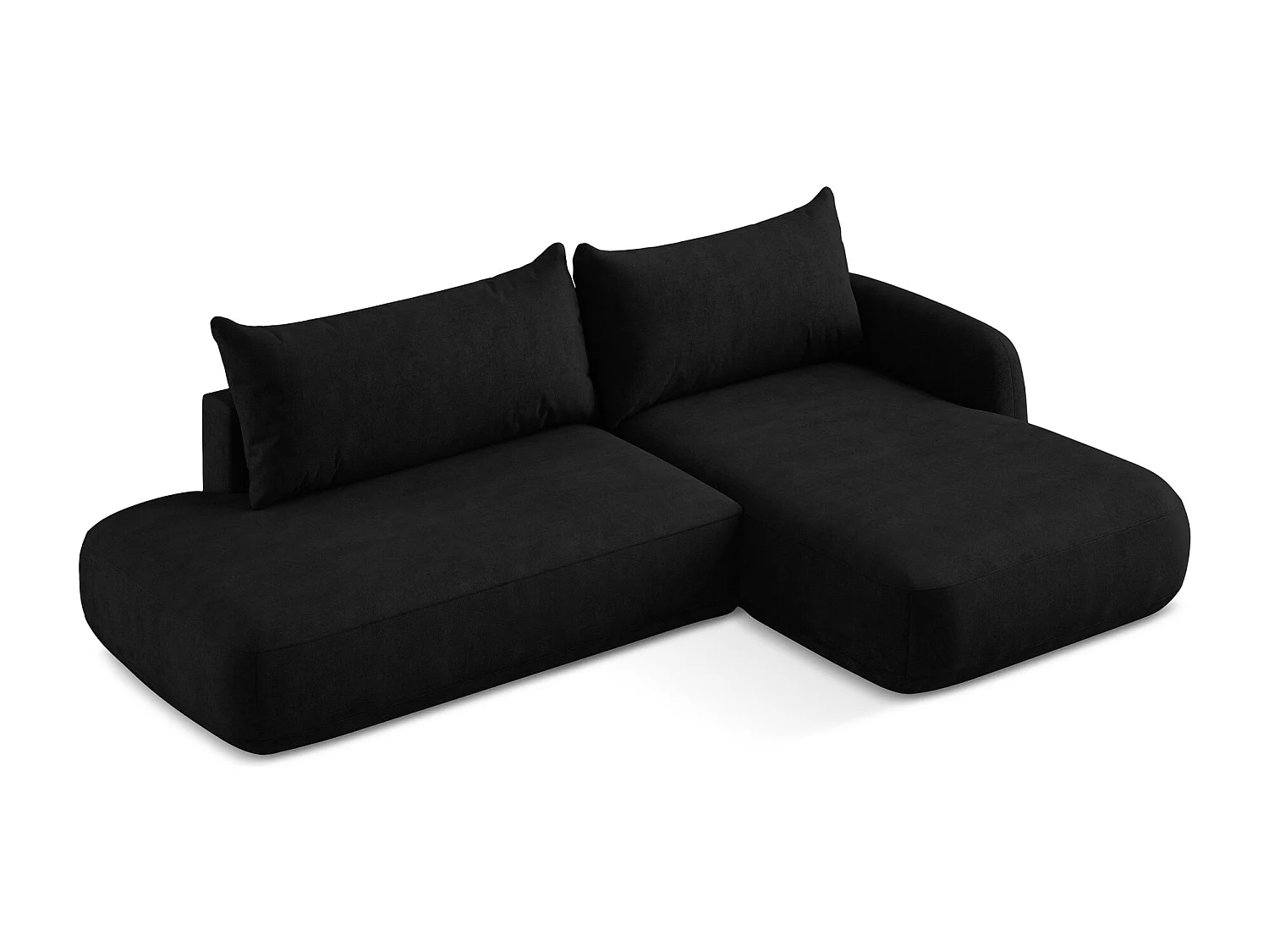 Canapé d'angle droit convertible en tissu chenille - noir - HALE