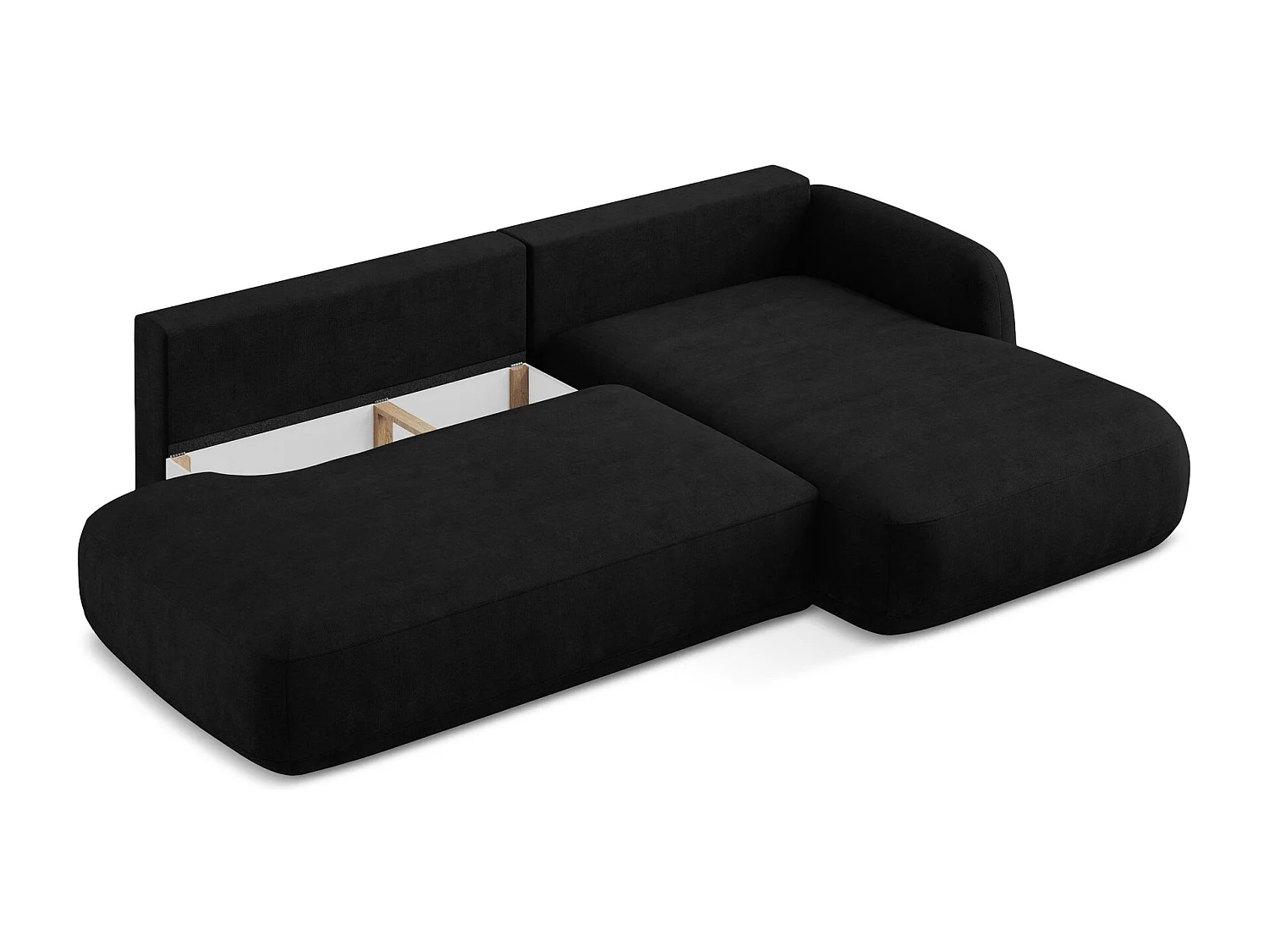 Canapé d'angle droit convertible en tissu chenille - noir - HALE