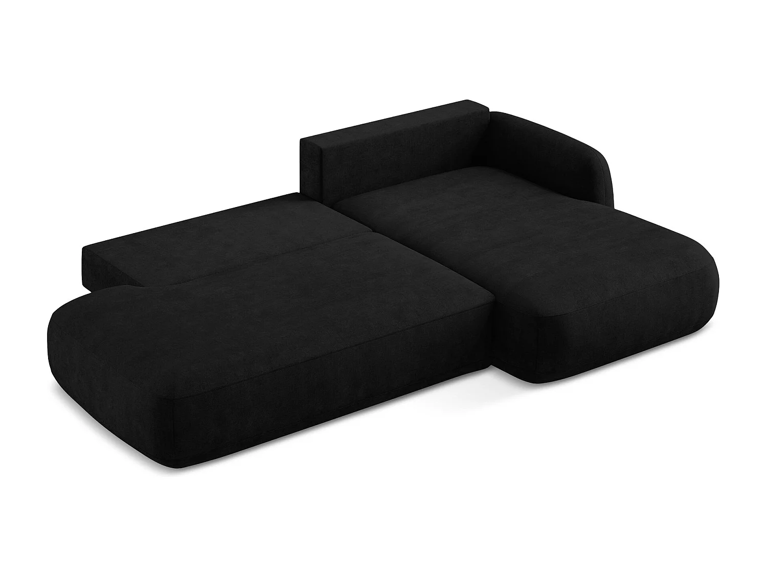 Canapé d'angle droit convertible en tissu chenille - noir - HALE