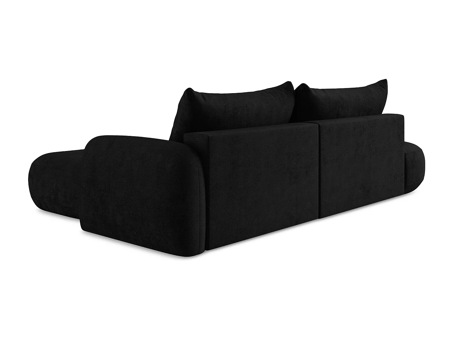 Canapé d'angle droit convertible en tissu chenille - noir - HALE