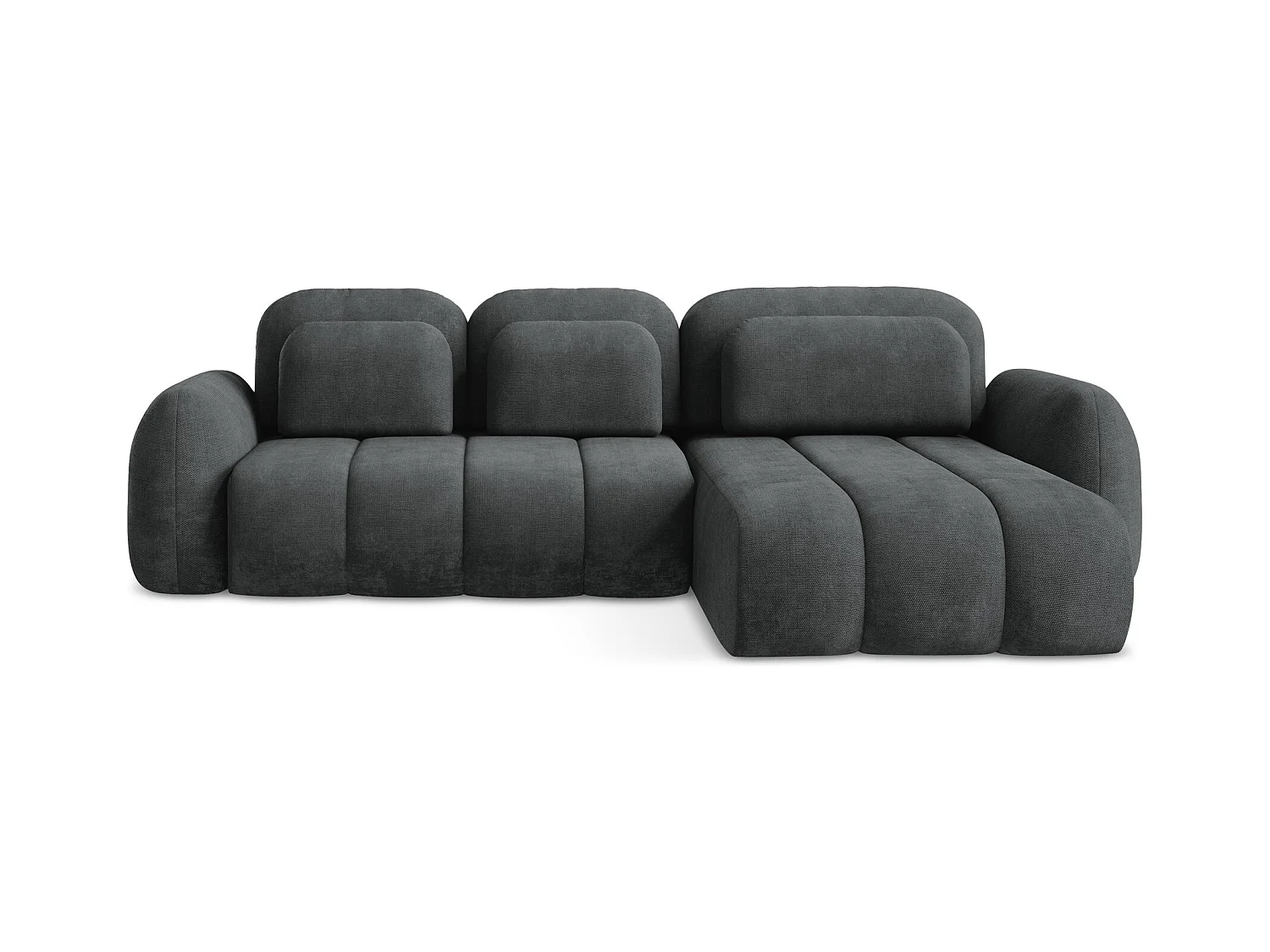 Canapé d'angle droit convertible en tissu chenille - gris foncé - PELE