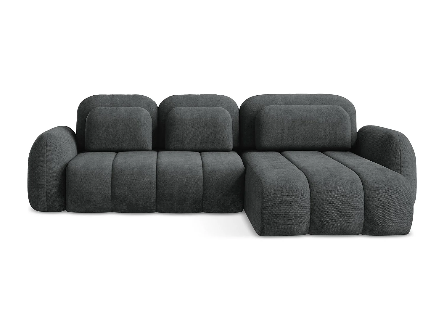 Canapé d'angle droit convertible en tissu chenille - gris foncé - PELE