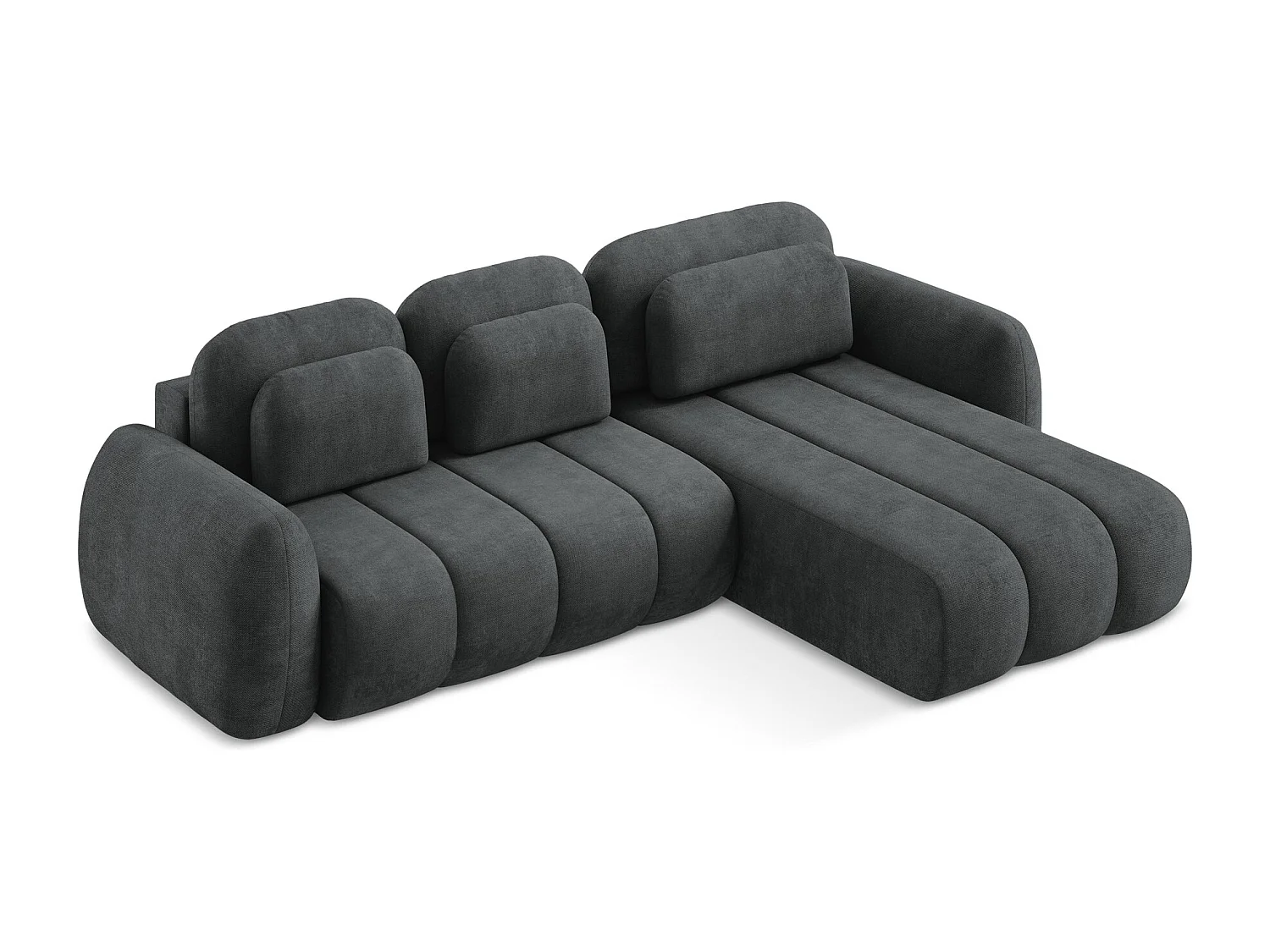 Canapé d'angle droit convertible en tissu chenille - gris foncé - PELE