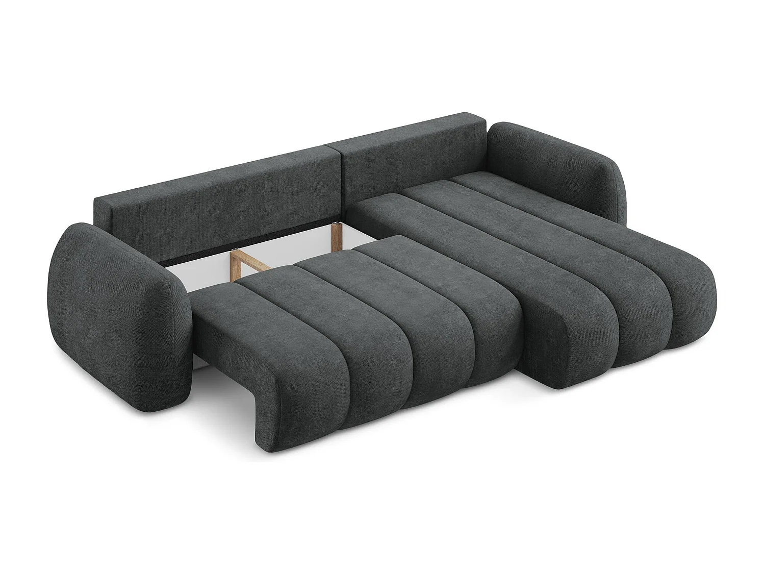 Canapé d'angle droit convertible en tissu chenille - gris foncé - PELE