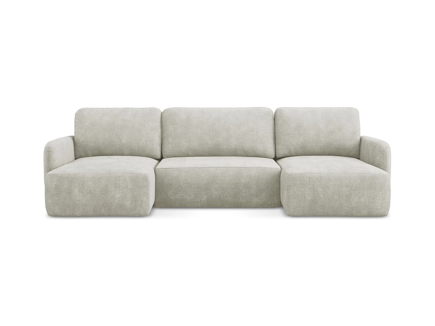 Canapé panoramique 4 places convertible en tissu chenille - perle - LILO