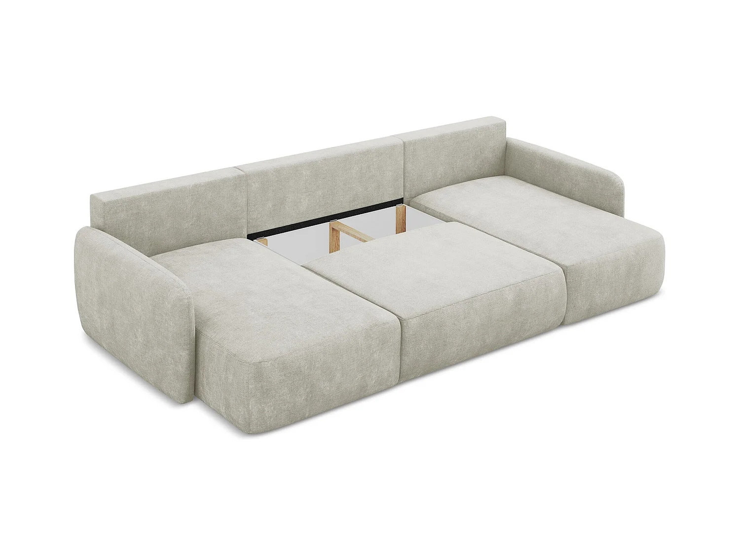 Canapé panoramique 4 places convertible en tissu chenille - perle - LILO