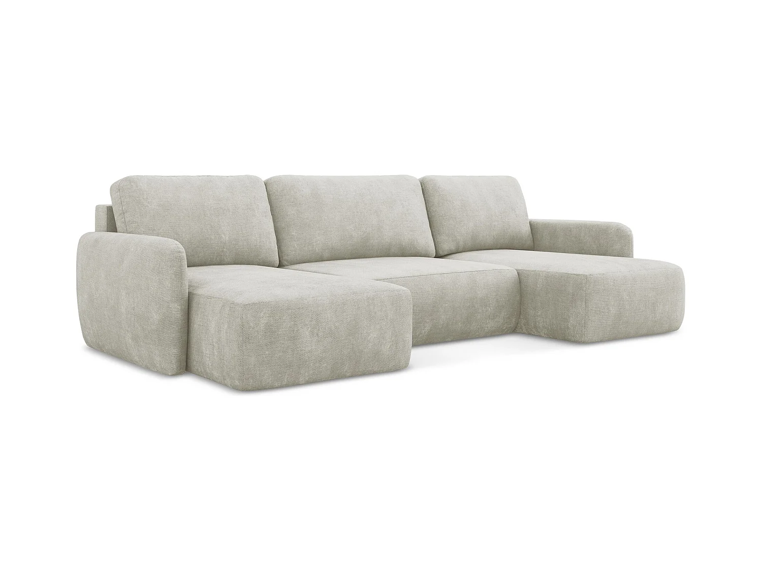 Wohnlandschaft mit Schlaffunktion - Chenille - Perle - LILO