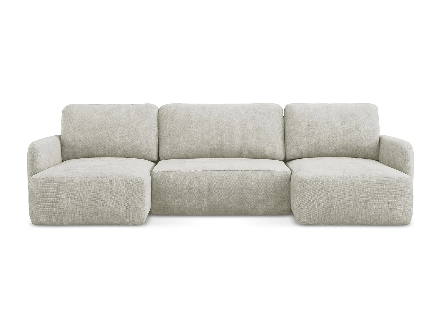 Canapé panoramique 4 places convertible en tissu chenille - perle - LILO