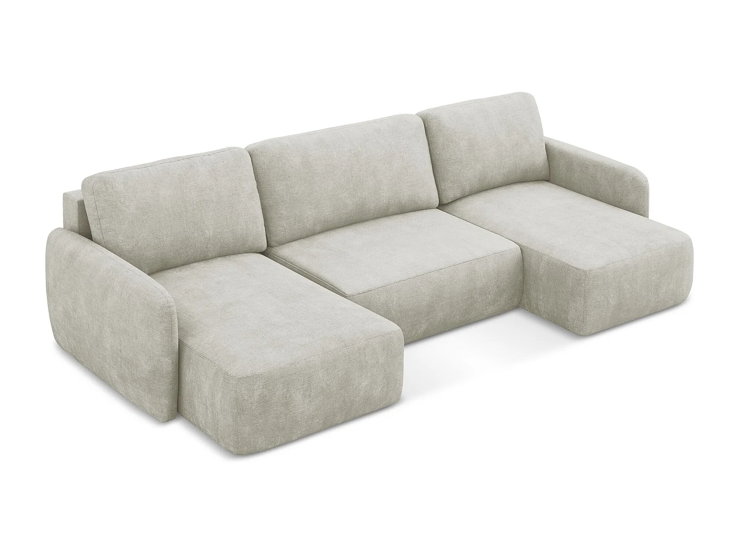 Canapé panoramique 4 places convertible en tissu chenille - perle - LILO