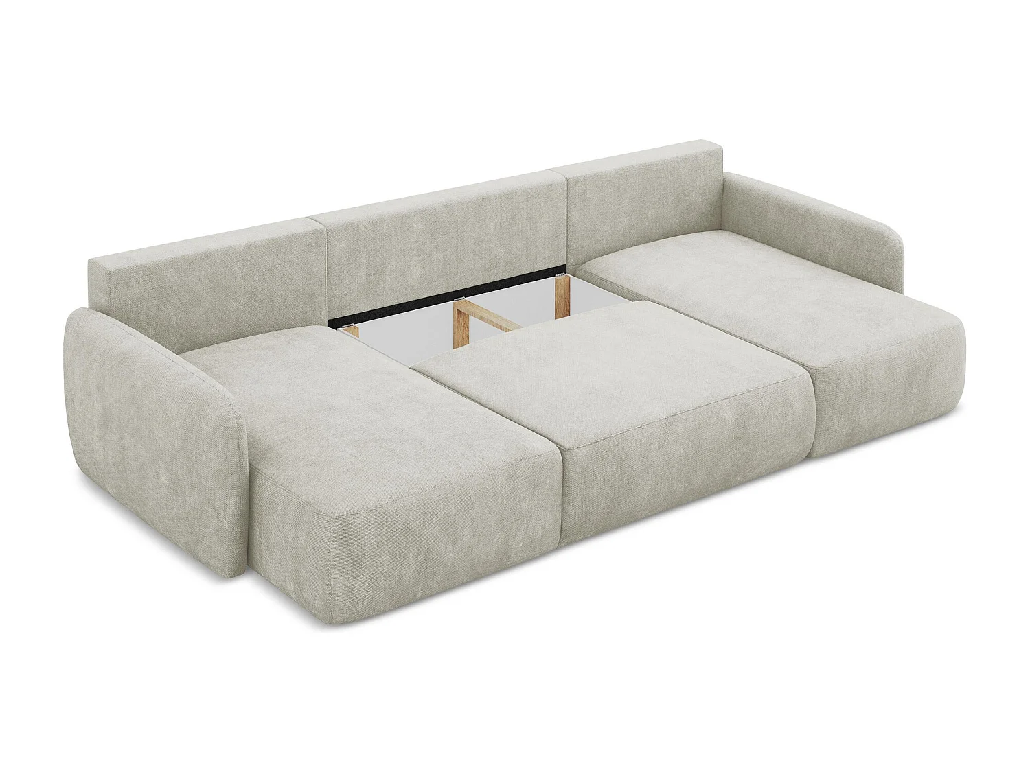 Canapé panoramique 4 places convertible en tissu chenille - perle - LILO