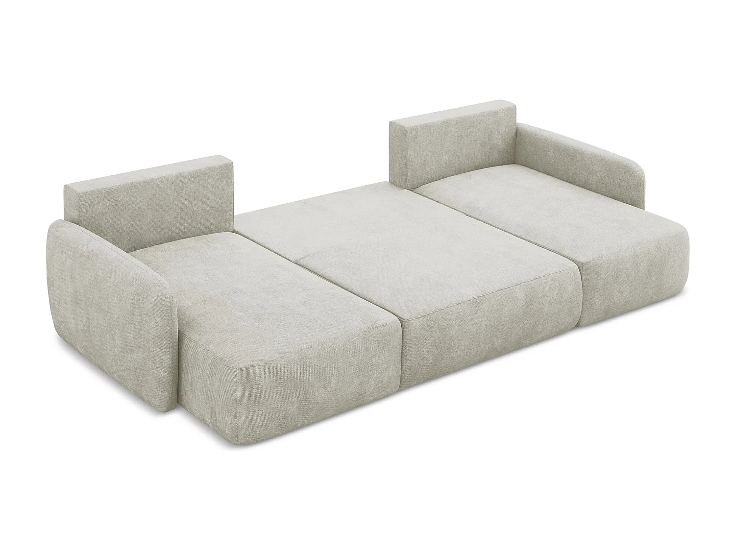 Canapé panoramique 4 places convertible en tissu chenille - perle - LILO