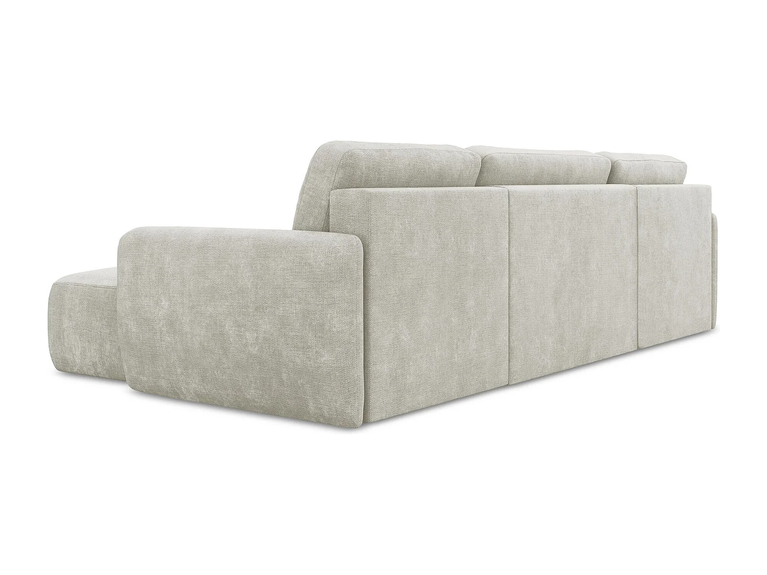 Canapé panoramique 4 places convertible en tissu chenille - perle - LILO