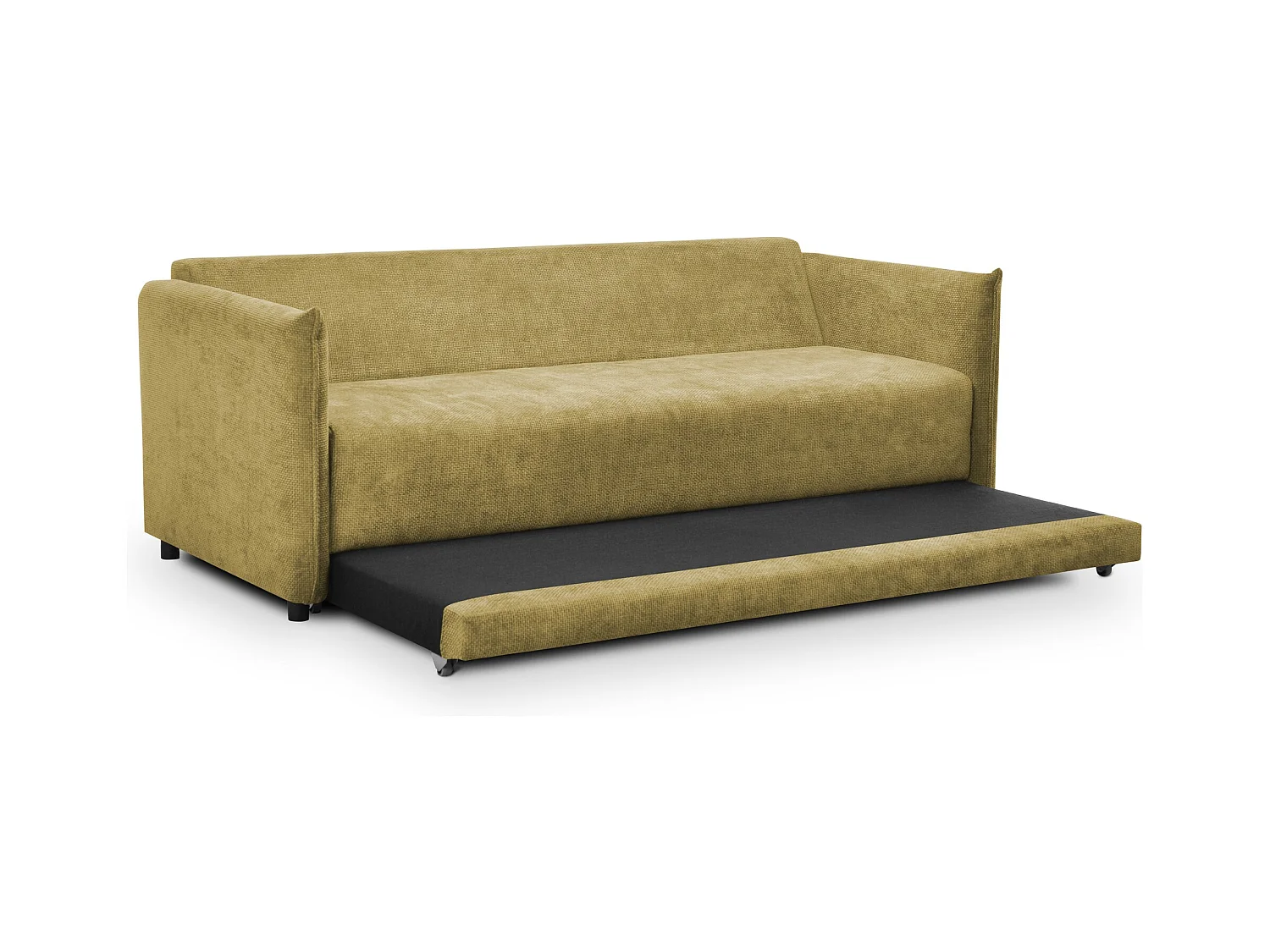 Canapé 3 places convertible en tissu chenille - vert citron - PIKO