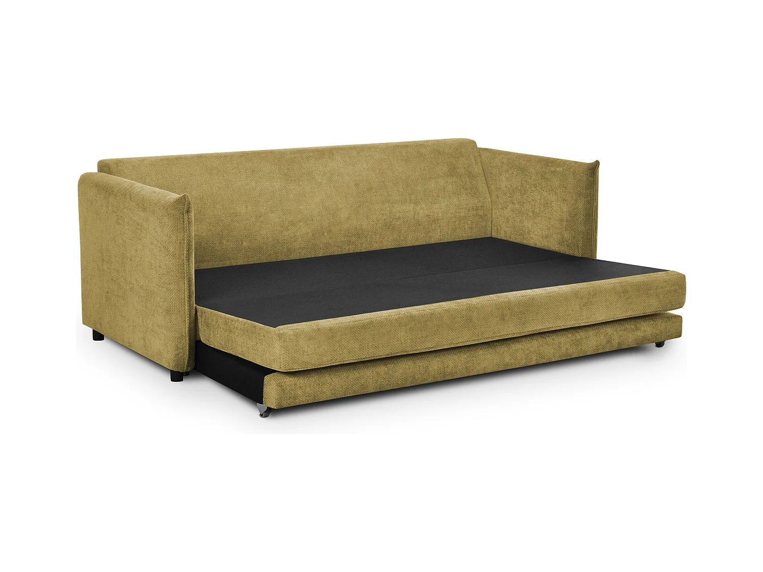 Canapé 3 places convertible en tissu chenille - vert citron - PIKO