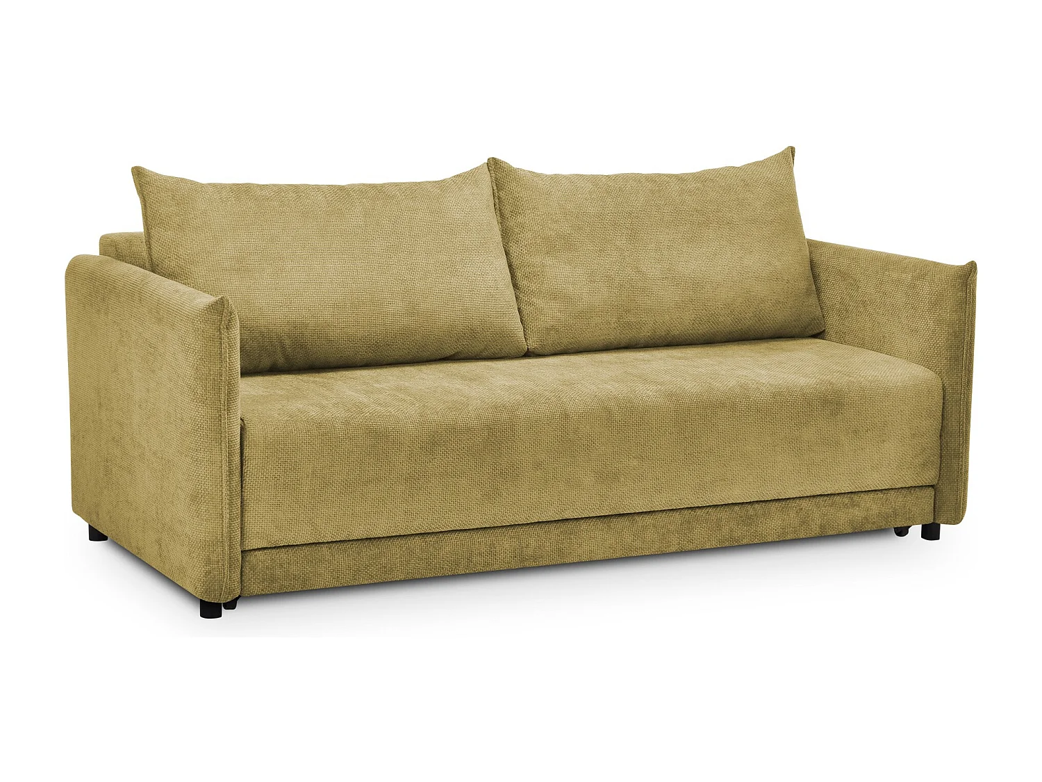 Canapé 3 places convertible en tissu chenille - vert citron - PIKO