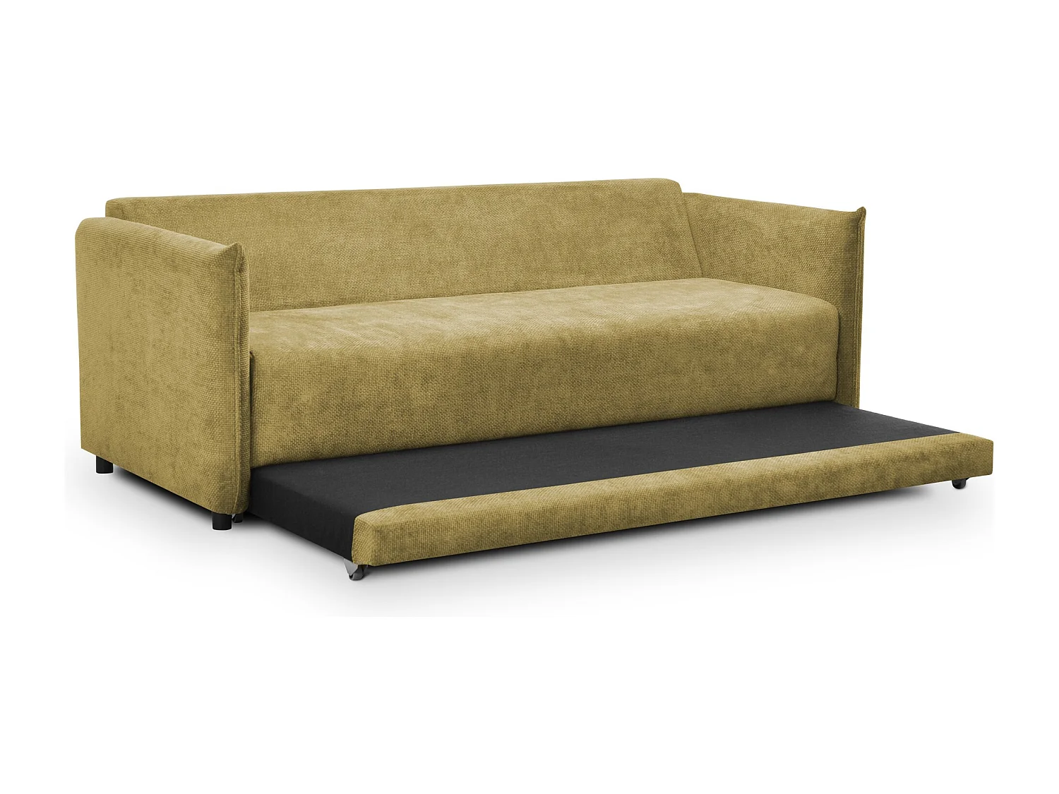 Canapé 3 places convertible en tissu chenille - vert citron - PIKO